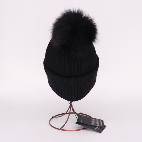 NWT - Yves Salomon Butterfly Knit Pom Beanie - Black❄️? main image 4